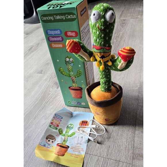 Dancing Cactus Plush Toy Lighted Electronic Recording Shake With Song Funny - Picture 3 of 16